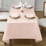 Romanstile Jacquard Rectangle Tablecloth, Waterproof Elegant Damask Curly Floral Pattern Table Cloth, Washable Decorative Polyester Table Cover for Kitchen/Dining/Parties - Pink, 60 x 104 Inch