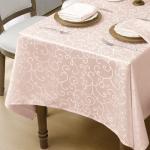 Romanstile Jacquard Rectangle Tablecloth, Waterproof Elegant Damask Curly Floral Pattern Table Cloth, Washable Decorative Polyester Table Cover for Kitchen/Dining/Parties - Pink, 60 x 104 Inch