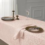 Romanstile Jacquard Rectangle Tablecloth, Waterproof Elegant Damask Curly Floral Pattern Table Cloth, Washable Decorative Polyester Table Cover for Kitchen/Dining/Parties - Pink, 60 x 104 Inch