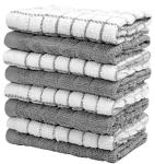 Bumble Dish Towels & Dish Cloths (8 Pack) | 100% Cotton Kitchen Towels | 12" x 12" | 405 GSM | Soft, Highly Absorbent & Durable Rags for Washing Dishes | Gray