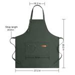 LOYGLIF Apron for Men Women with Adjustable Straps and Large Pockets, Canvas Cotton Cooking Kitchen Chef Bib Aprons Waterproof Green