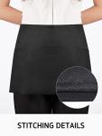 Syntus 3 Pack Server Aprons with 3 Pockets, 100% Cotton Waitress Waiter Waist Apron, 11.5-inch Black