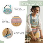 Maison d' Hermine Apron for women with Pocket 100% Cotton 27.50"x31.50" 1 Piece Adjustable Neck Strap & long ties Apron Men, Chef, Wedding, Cooking, Gardening, Server Spring/Summer (Marquise)