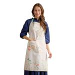 Maison d' Hermine Apron for women with Pocket 100% Cotton 27.50"x31.50" 1 Piece Adjustable Neck Strap & long ties Apron Men, Chef, Wedding, Cooking, Gardening, Server Spring/Summer (Colmar)