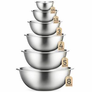 Stainless Steel Mixing Bowls Set - Dishwasher Safe