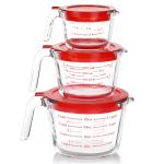 6-Pc Glass Measuring Cups Set with Lids