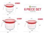6-Pc Glass Measuring Cups Set with Lids