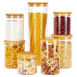 7-Pack Airtight Glass Storage Jars with Bamboo Lids