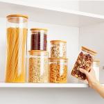 7-Pack Airtight Glass Storage Jars with Bamboo Lids
