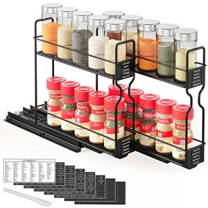 Pull Out Spice Rack Organizer with Labels