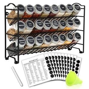 SWOMMOLY Spice Rack Set with Jars and Labels