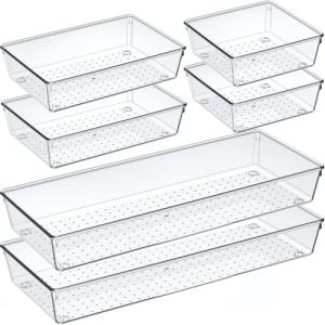 Clear Acrylic Drawer Organizer Set - 6 Pieces