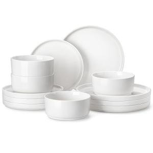 MALACASA 12-Piece Modern White Dinnerware Set