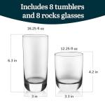 Libbey Polaris Drinkware Glasses Set of 16