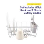 Compact Dish Drying Rack and Cutlery Holder Set