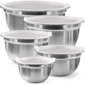 Stainless Steel Mixing Bowls Set with Lids - 5 Pieces