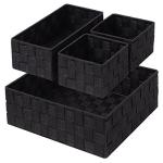 Set of 4 Woven Black Storage Baskets