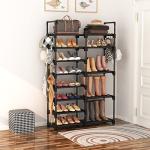 8-Tier Metal Shoe Rack Organizer with Hooks