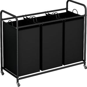 3-Bag Laundry Sorter Cart with Lockable Wheels