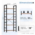 DUMOS 5-Tier Rustic Brown Bookshelf and Organizer