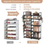 8-Tier Metal Shoe Rack Organizer with Hooks
