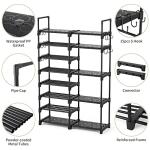 8-Tier Metal Shoe Rack Organizer with Hooks