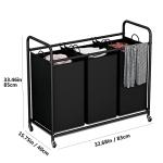 3-Bag Laundry Sorter Cart with Lockable Wheels