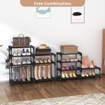 8-Tier Metal Shoe Rack Organizer with Hooks