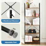 DUMOS 5-Tier Rustic Brown Bookshelf and Organizer