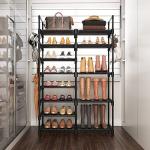 8-Tier Metal Shoe Rack Organizer with Hooks