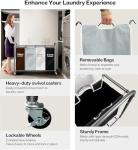 4-Section Rolling Laundry Hamper with Lockable Wheels