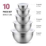 Stainless Steel Mixing Bowls Set with Lids - 5 Pieces