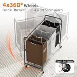 4-Section Rolling Laundry Hamper with Lockable Wheels