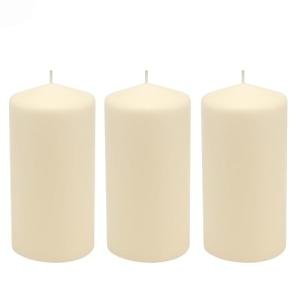 Tall Unscented Ivory Wax Pillar Candles 6-Pack