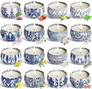 16-Pack Scented Soy Wax Tin Candle Set