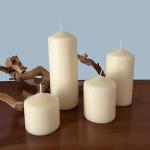 Tall Unscented Ivory Wax Pillar Candles 6-Pack