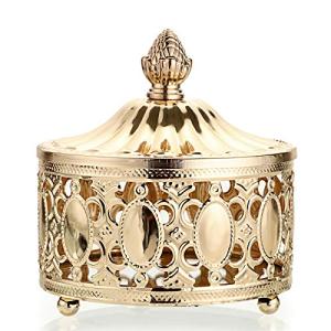 Gold Mirrored Jewelry Box with Lid - Organizer