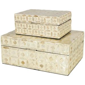 Mother of Pearl Mosaic Decorative Box Set of 2