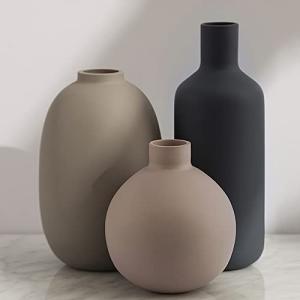 Set of 3 Neutral Ceramic Farmhouse Vases
