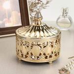 Gold Mirrored Jewelry Box with Lid - Organizer