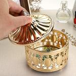 Gold Mirrored Jewelry Box with Lid - Organizer