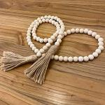 58in Wood Bead Garland with Tassels for Home