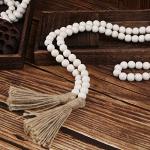 58in Wood Bead Garland with Tassels for Home