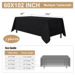 Sancua 2-Pack Black Rectangular Tablecloths 60x102 Inch