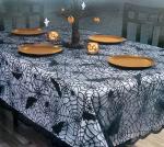 Halloween Bat and Spider Web Tablecloth 60" x 104