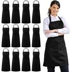 Syntus 12 Pack Adjustable Bib Aprons, Black