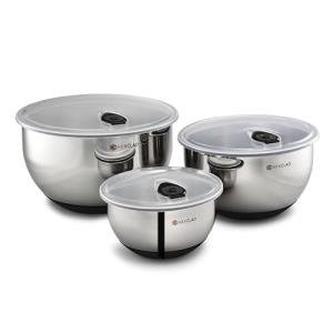 HexClad Stainless Steel Mixing Bowls with Lids