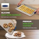 NutriChef Nonstick Cookie Sheet Set with Silicone Handles