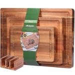 Acacia Wood Cutting Board Set with Juice Grooves
