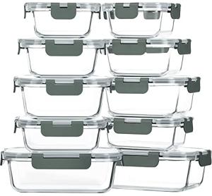 10-Pack Glass Food Storage Containers with Lids
